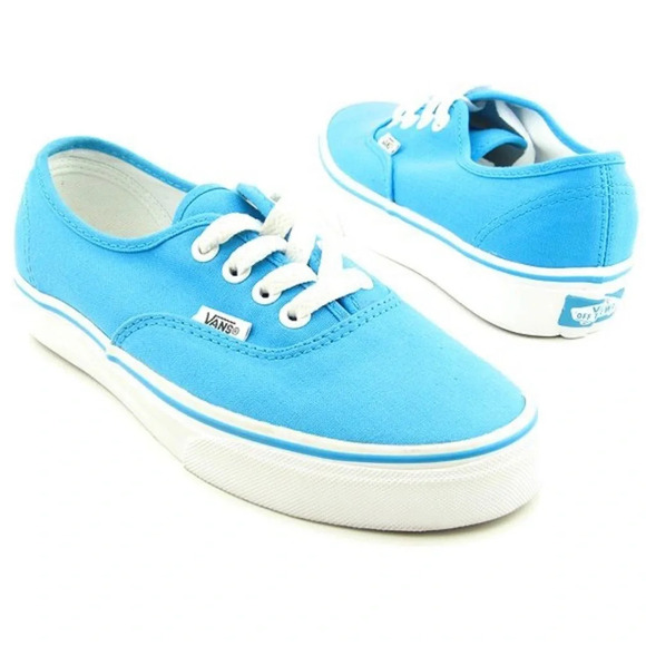 Vans Authentic Cyan Blue/ True White Lace Up Canvas Sneakers Youth‎ Size 11.0 - Picture 1 of 10